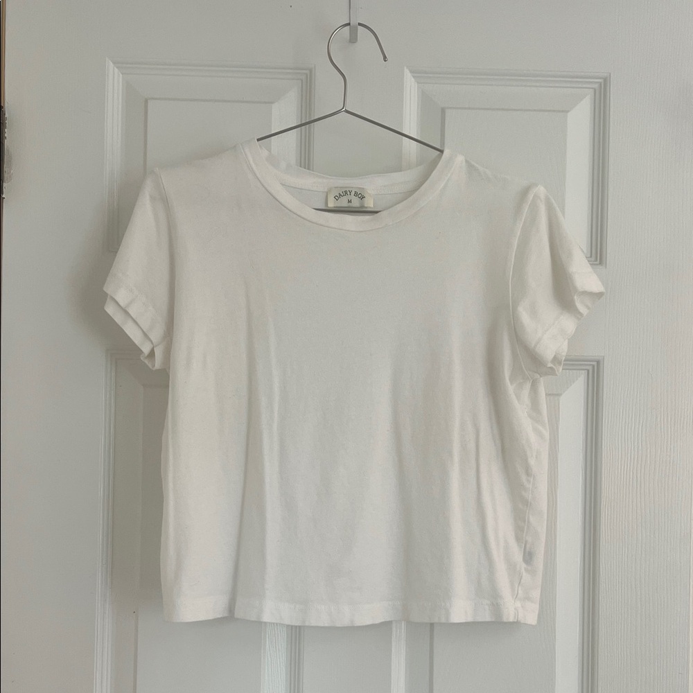 Dairy Boy The Cropped Baby Tee - White